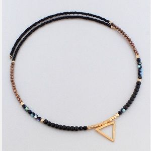 Triangle Charm Bead Choker Necklace Boutique NEW